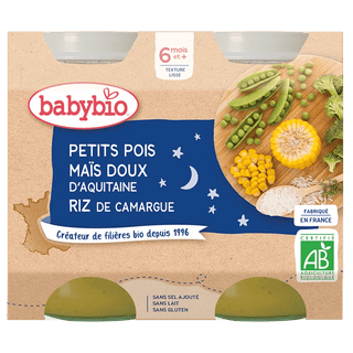 Babybio Petit Pot Petits Pois Maïs Doux d'Aquitaine Riz de Camargue