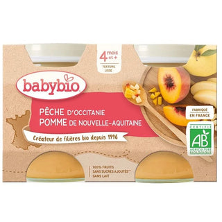 Babybio Purée Bio de Pêche et Pomme  - Lot de 2x130g