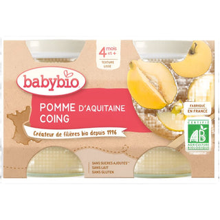 Babybio Purée Pomme & Coing Bio 2x130G