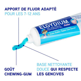 Elgydium Junior Dentifrice Bubble Gum 7 - 12 Ans