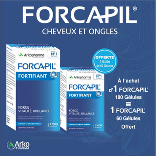 Forcapil Fortifiante Cheveux et Ongles 180 Gélules + 60 Gélules OFFERT