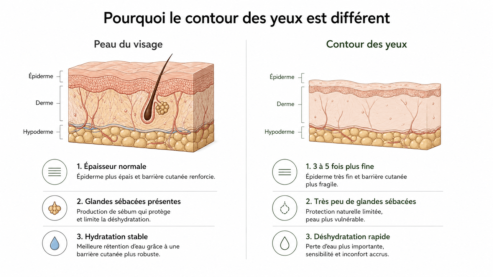 Pourquoi le contour des yeux est différent?