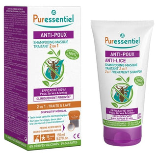 Puressentiel Shampooing Masque Anti - Poux 2 en 1 - Efficacité et Soin 150 ml