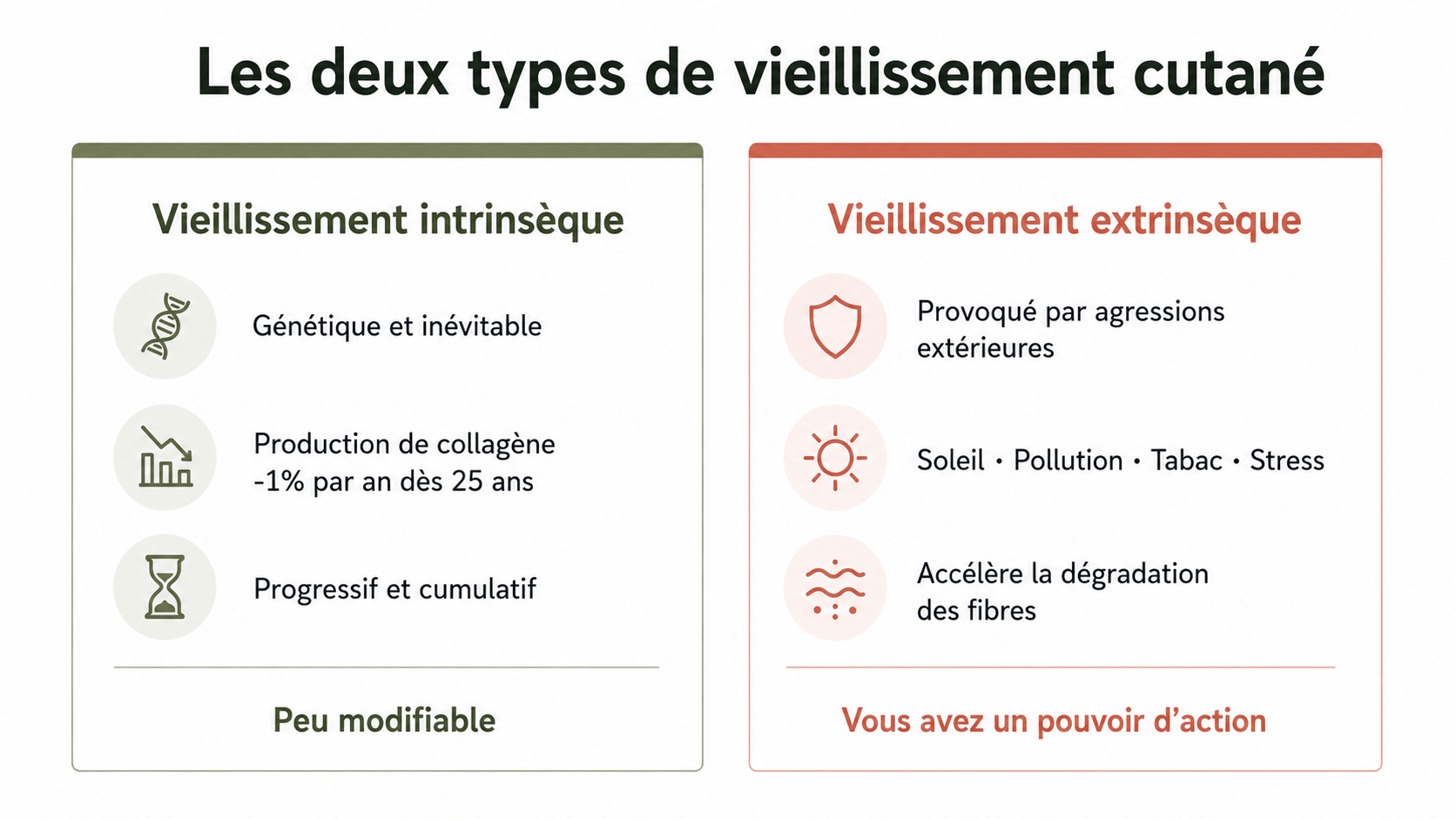 Les deux types de vieillissement cutané