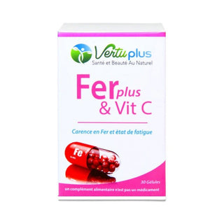 Vertu Plus Complément Alimentaire Fer et Vitamine C - 30 Gélules